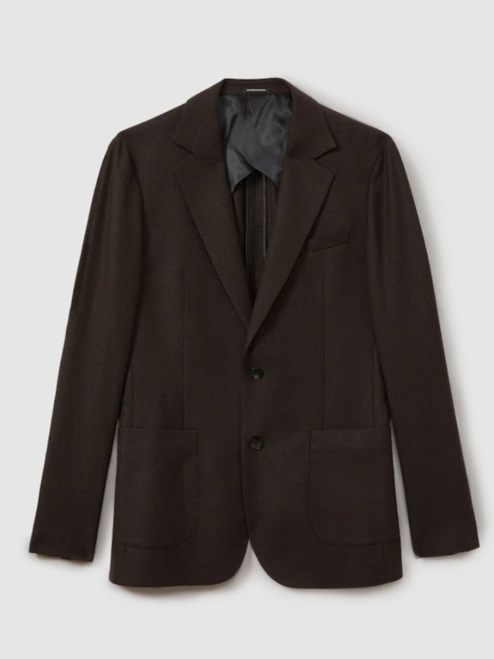 Reiss Brown Single-Breasted Wool Blend Blazer Slim Fit in 40